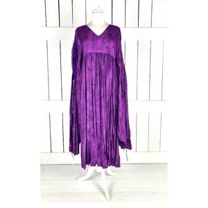 Vintage purple tie dye super wide bell sleeve maxi dress